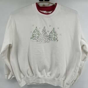 Decorated Originals Women's Vintage Christmas Tree Sweatshirt Size XL White
